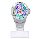 Crazy Pop Art - Doodle Circles   Plastic Nurses Watch Front