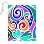 Crazy Pop Art - Doodle Circles   Drawstring Pouch (5XL) Back