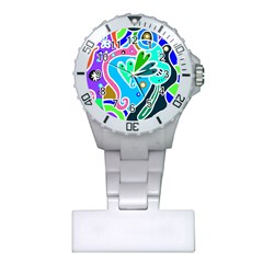 Crazy Pop Art - Doodle Hearts   Plastic Nurses Watch