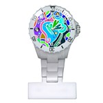 Crazy Pop Art - Doodle Hearts   Plastic Nurses Watch Front