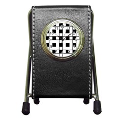 Black And White Pattern Pen Holder Desk Clock