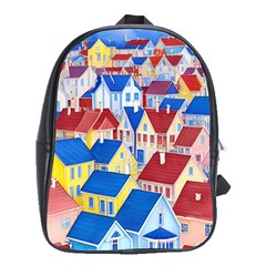 City Houses Cute Drawing Landscape Village School Bag (xl) by Uceng