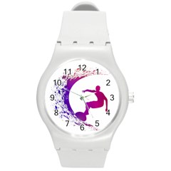 Wave Surfer Surfing Sport Athlete Water Sea Round Plastic Sport Watch (m)