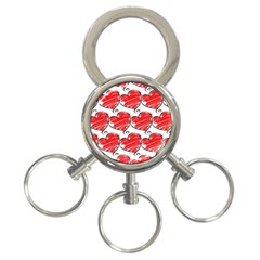 Seamless-heart-red 3-ring Key Chain