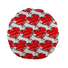 Seamless-heart-red Standard 15  Premium Flano Round Cushions