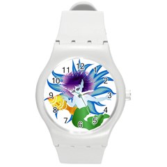 Mermaid Fantasy Undersea Merman Round Plastic Sport Watch (m)