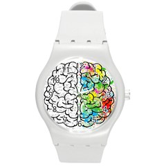 Brain Mind Psychology Idea Drawing Round Plastic Sport Watch (m)