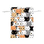 Cute-cat-kitten-cartoon-doodle-seamless-pattern Lightweight Drawstring Pouch (S) Front