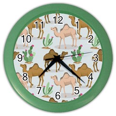 Camels-cactus-desert-pattern Color Wall Clock