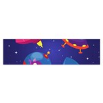 Cartoon-funny-aliens-with-ufo-duck-starry-sky-set Oblong Satin Scarf (16  x 60 ) Front