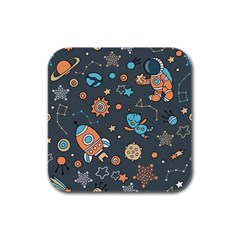 Space-seamless-pattern Rubber Square Coaster (4 Pack)