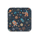 Space-seamless-pattern Rubber Square Coaster (4 pack) Front