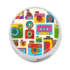 Retro-cameras-audio-cassettes-hand-drawn-pop-art-style-seamless-pattern 4-port Usb Hub (one Side)