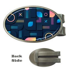 Gradient Geometric Shapes Dark Background Money Clips (oval) 
