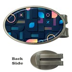 Gradient Geometric Shapes Dark Background Money Clips (Oval)  Front