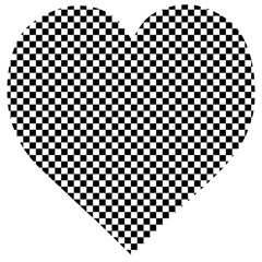 Black And White Checkerboard Background Board Checker Wooden Puzzle Heart by pakminggu