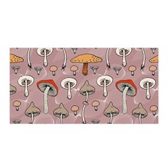 Mushrooms Autumn Fall Pattern Seamless Decorative Satin Wrap 35  X 70 