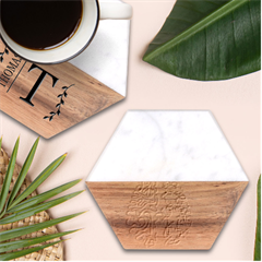 Neurodivergent Creative Smart Brain Marble Wood Coaster (hexagon) 