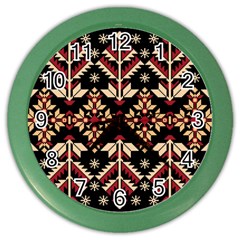 Vector Illustration Of Ukrainian Folk Seamless Pattern Ethnic Ornament Border Element Traditional Color Wall Clock