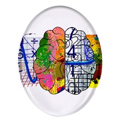 Brain Cerebrum Biology Abstract Oval Glass Fridge Magnet (4 Pack)