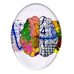 Brain Cerebrum Biology Abstract Oval Glass Fridge Magnet (4 pack) Front