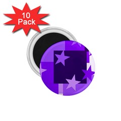 Purple Stars Pattern Shape 1 75  Magnets (10 Pack) 