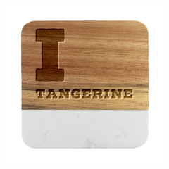 I Love Tangerine Marble Wood Coaster (square) by ilovewhateva