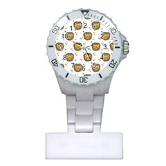 Lion Heads Pattern Design Doodle Plastic Nurses Watch