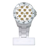 Lion Heads Pattern Design Doodle Plastic Nurses Watch Front