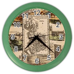 Antique Map Railway Lines Railway Train Char Color Wall Clock