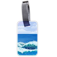 Illustration Landscape Sea Ocean Waves Beach Blue Luggage Tag (two Sides)