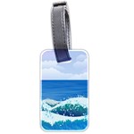 Illustration Landscape Sea Ocean Waves Beach Blue Luggage Tag (two sides) Front