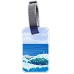 Illustration Landscape Sea Ocean Waves Beach Blue Luggage Tag (two sides) Back