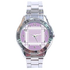 Square Purple Pattern Bead Purple Keffiyeh Purple Geometric Headdress Angle Violet Rectangle Stainless Steel Analogue Watch