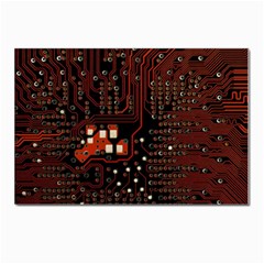 Red Computer Circuit Board Postcards 5  X 7  (pkg Of 10) by Bakwanart