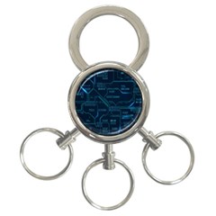 Technology Computer Circuit Boards Electricity Cpu Binary 3-ring Key Chain by Bakwanart
