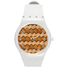 Wooden Weaving Texture Round Plastic Sport Watch (m)