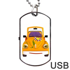 Car-transportation-cartoon-comic Dog Tag Usb Flash (two Sides)