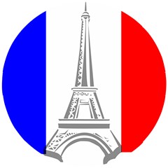 Eiffel-tower-france-flag-tower- Wooden Puzzle Round by 99art
