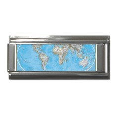 Blue White And Green World Map National Geographic Superlink Italian Charm (9mm) by B30l