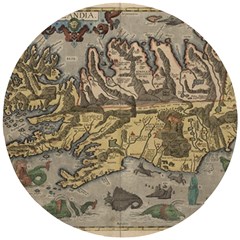 Iceland Cartography Map Renaissance Wooden Puzzle Round by B30l