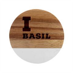 I Love Basil Marble Wood Coaster (round) by ilovewhateva