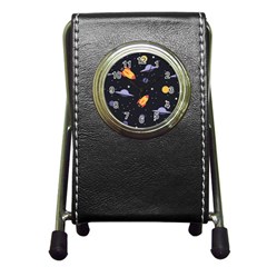 Cosmos Rockets Spaceships Ufos Pen Holder Desk Clock