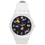 Cosmos Rockets Spaceships Ufos Round Plastic Sport Watch (M) Front