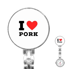 I Love Pork  Stainless Steel Nurses Watch by ilovewhateva