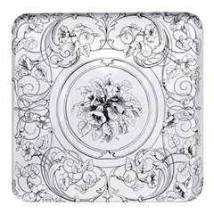 Vintage Design Line Art Frame Antique Old Retro Square Glass Fridge Magnet (4 Pack)