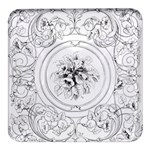 Vintage Design Line Art Frame Antique Old Retro Square Glass Fridge Magnet (4 pack) Front