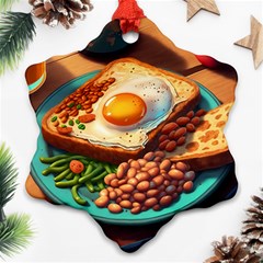 Breakfast Egg Beans Toast Plate Ornament (snowflake)