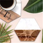 Organism Neon Science Marble Wood Coaster (Hexagon)  Front
