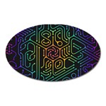 Circuit Hexagonal Geometric Pattern Background Pattern Oval Magnet Front
